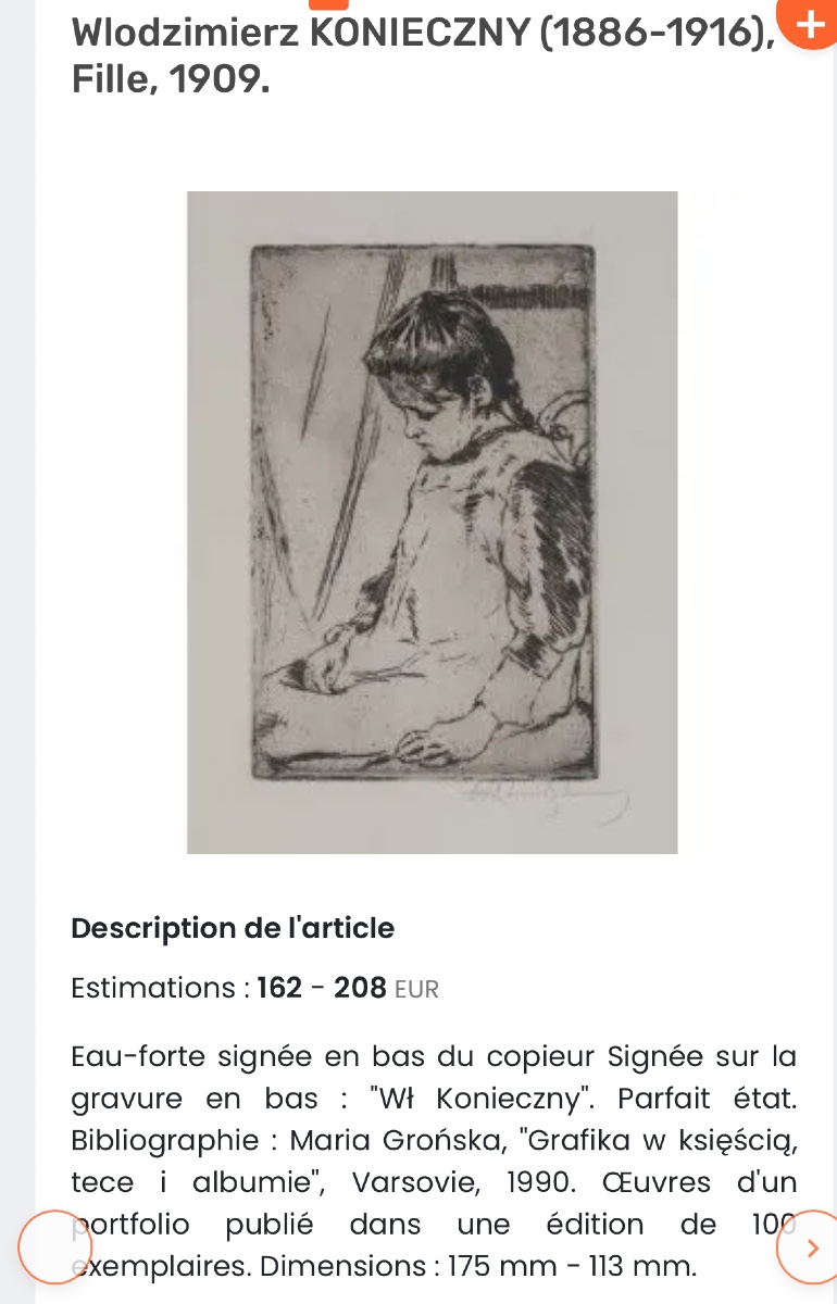 Wlodzimierz KONIECZNY 1886-1916 Pologne Varsovie Eau forte signée-photo-3