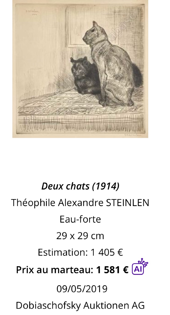 Alexandre STEINLEN 1859-1923 CHAT couché Lithographie signée-photo-4
