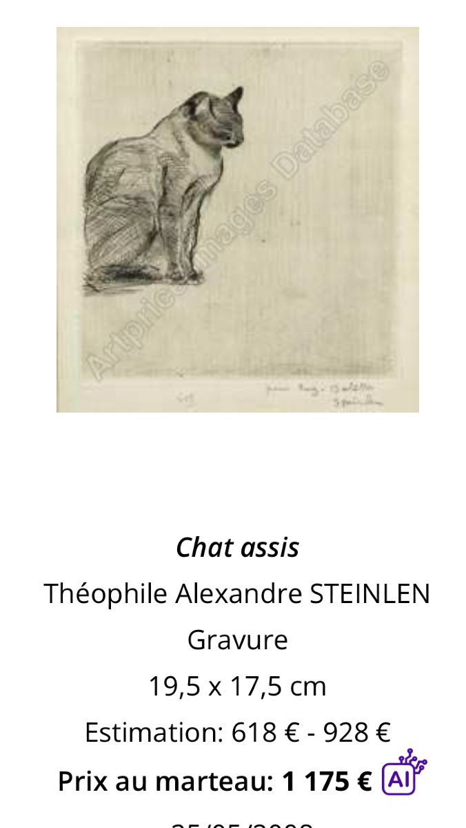 Alexandre STEINLEN 1859-1923 CHAT couché Lithographie signée-photo-5