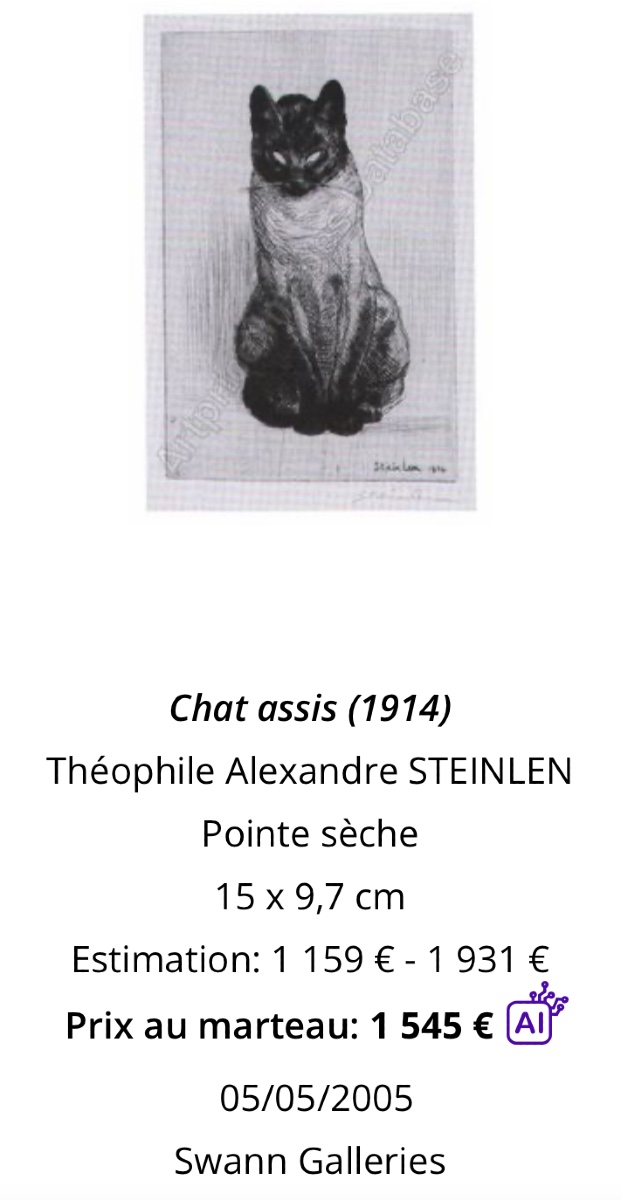 Alexandre STEINLEN 1859-1923 CHAT couché Lithographie signée-photo-6