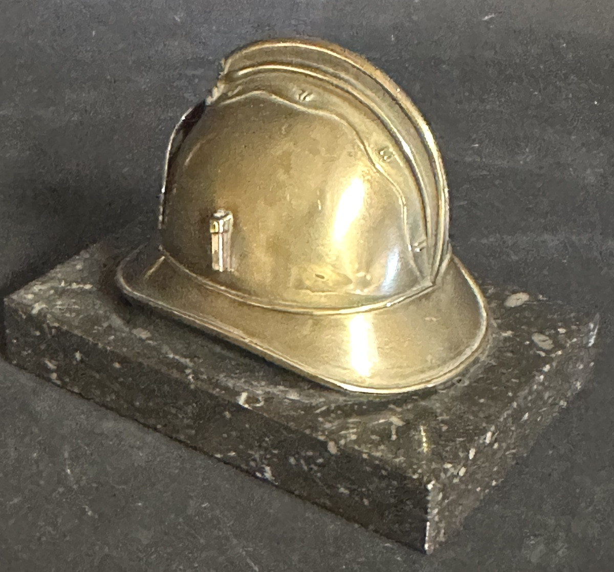 Casque de sapeur-pompier ancien Presse papiers bronze -photo-5