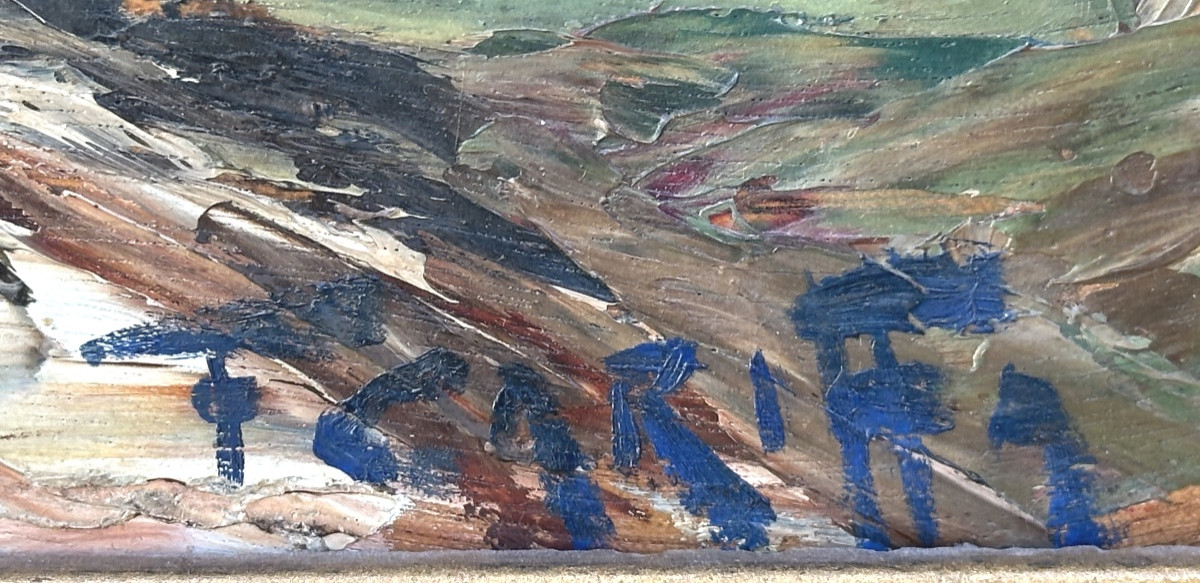 Francis CARIFFA 1890-1975 Grande huile Mont Granier et Alpes enneigées 1938 Savoie-photo-3