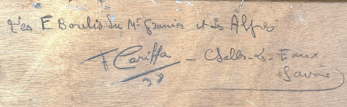 Francis CARIFFA 1890-1975 Grande huile Mont Granier et Alpes enneigées 1938 Savoie-photo-1
