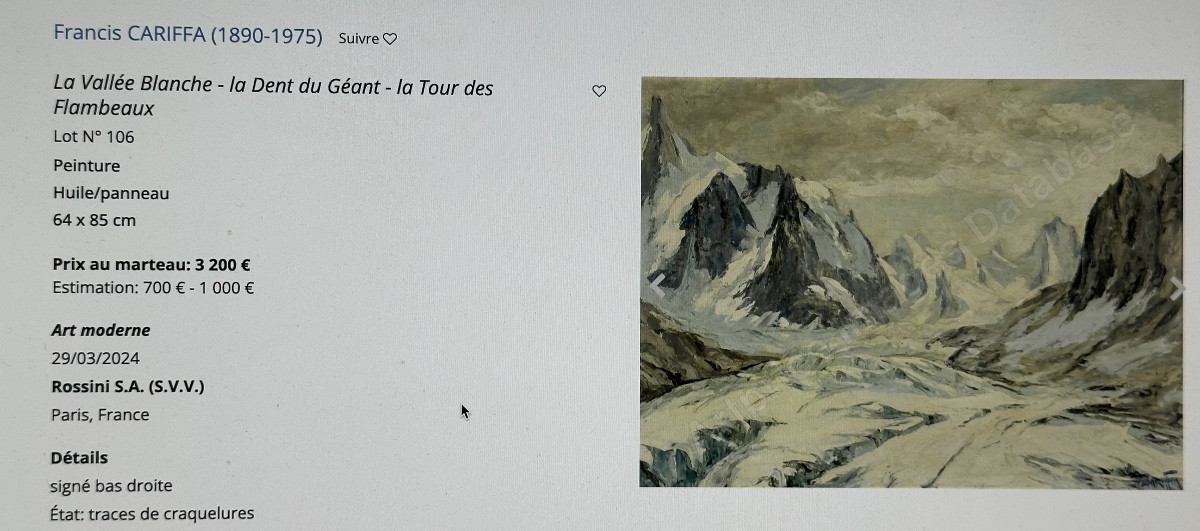 Francis CARIFFA 1890-1975 Grande huile Mont Granier et Alpes enneigées 1938 Savoie-photo-6