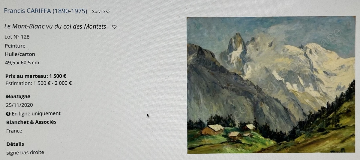 Francis CARIFFA 1890-1975 Grande huile Mont Granier et Alpes enneigées 1938 Savoie-photo-7