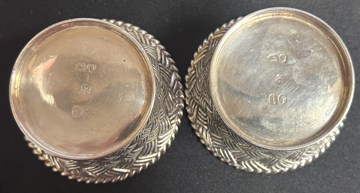 Pair Of 19th Century Solid Silver Baskets English Goldsmith Basket -photo-3