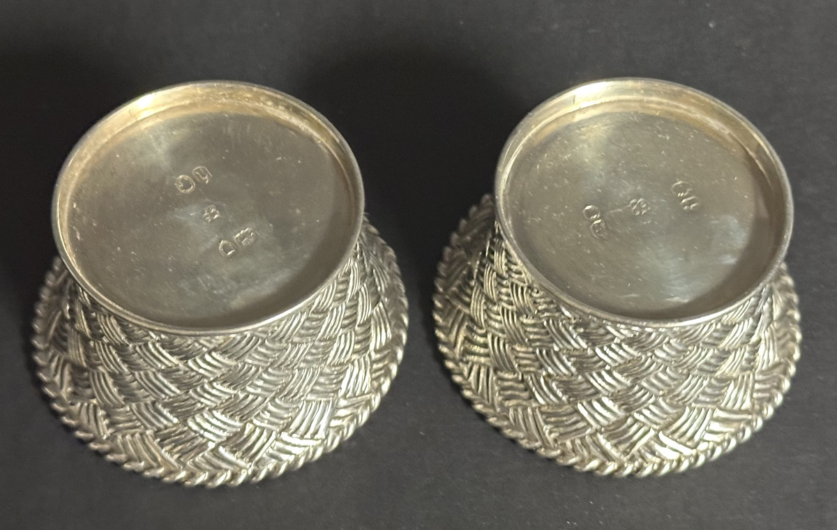 Pair Of 19th Century Solid Silver Baskets English Goldsmith Basket -photo-3