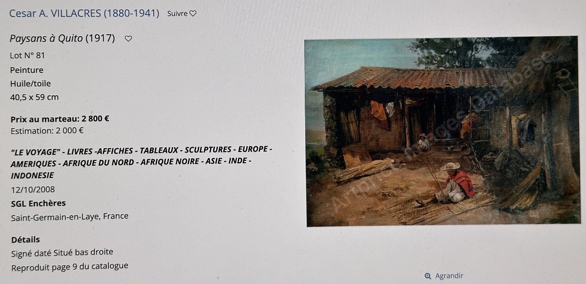 Cesar Villares Ecuador 1880-1941 Oil Quito In 1900 Exhibitions-photo-5
