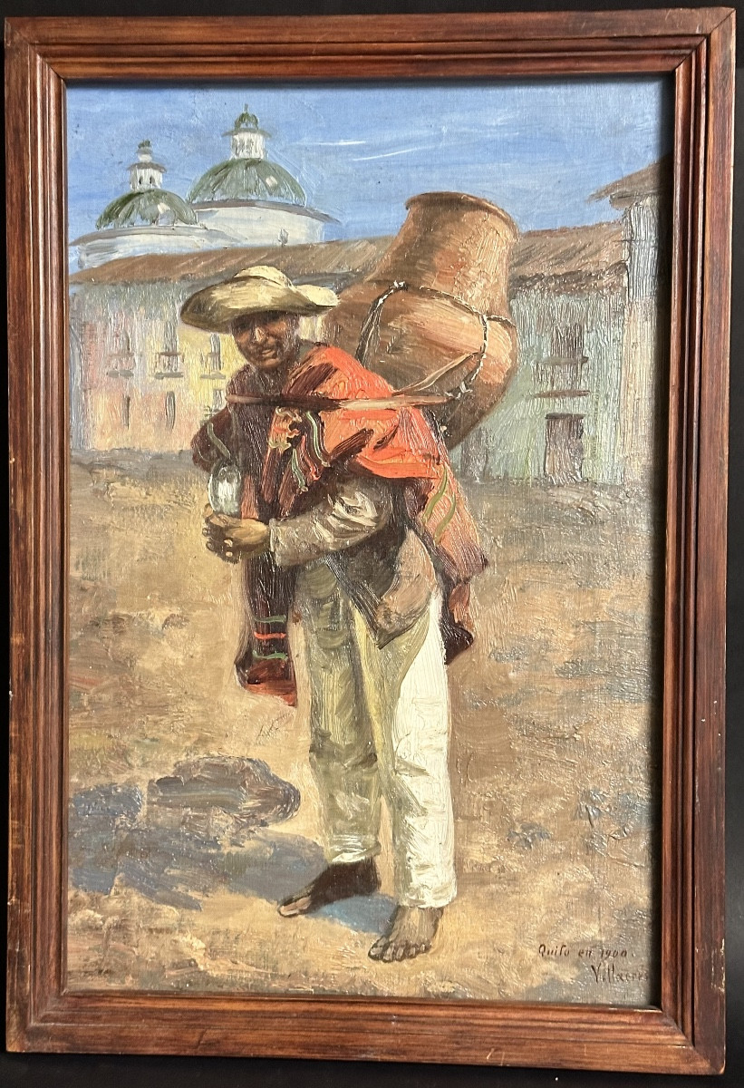 Cesar Villares Ecuador 1880-1941 Oil Quito In 1900 Exhibitions