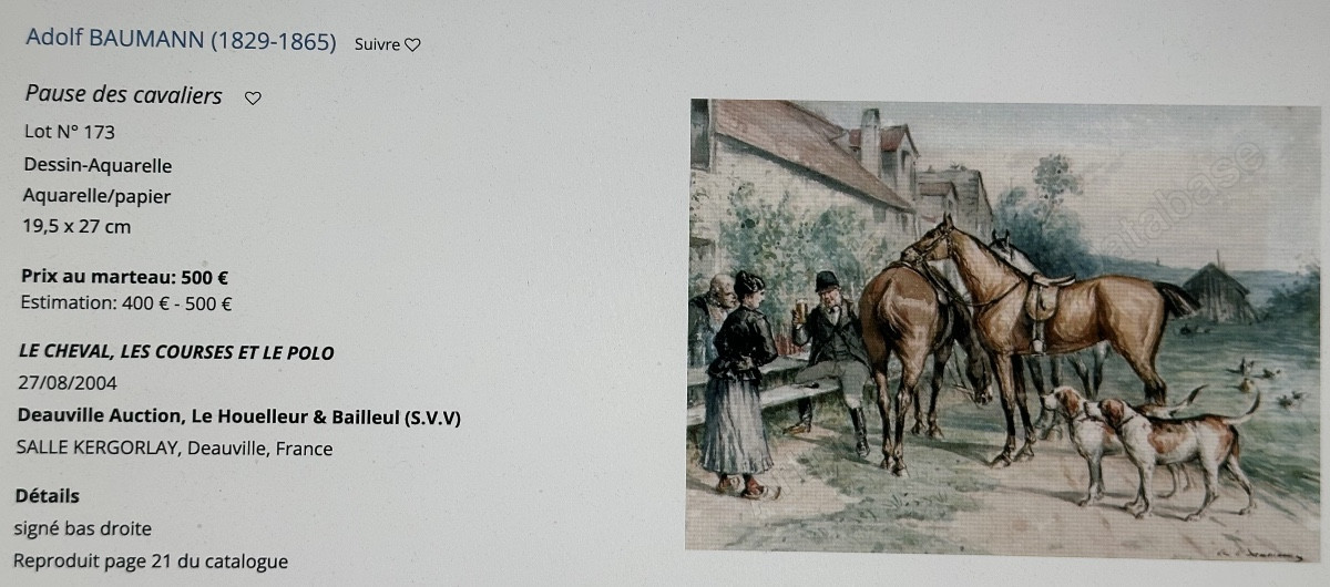 Adolf Baumann 1829-1865 Munich Germany Oil Horses Riding -photo-4