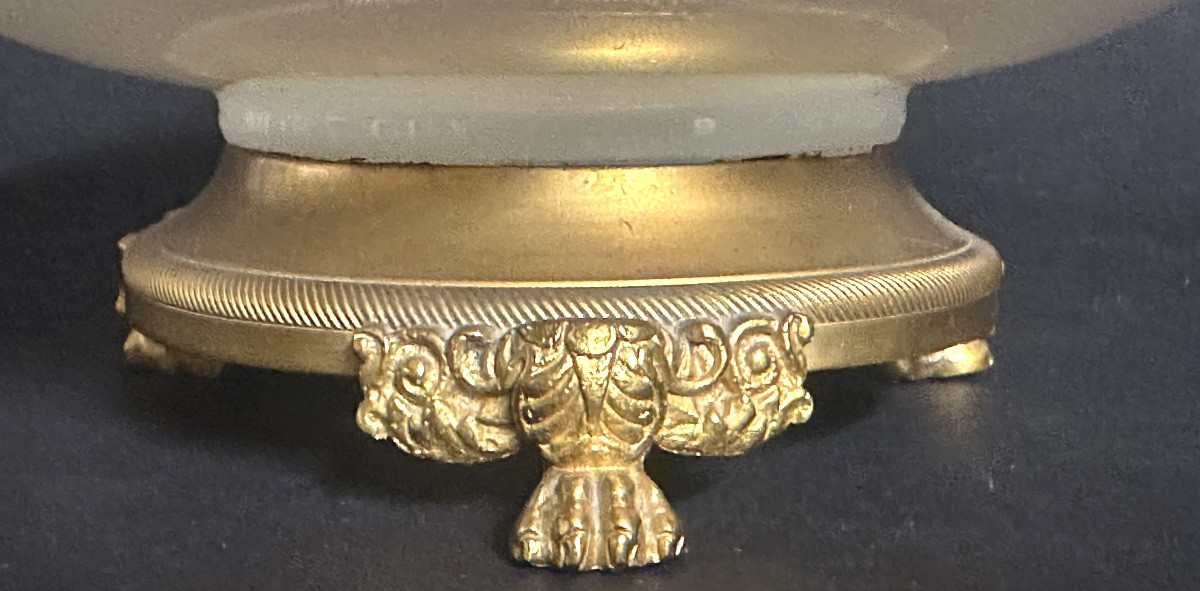 Coupe XIXe en opaline et bronze Charles X cristal d’opale 17,8cm-photo-4