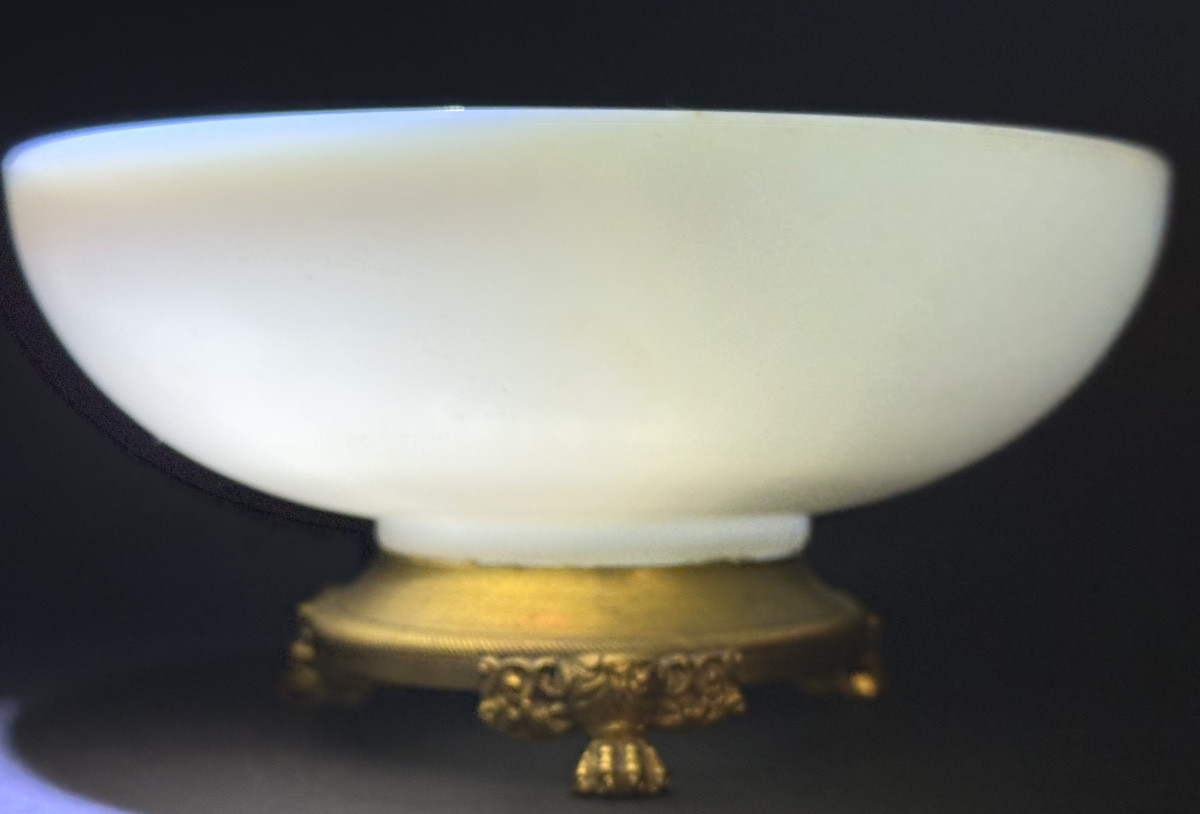 Coupe XIXe en opaline et bronze Charles X cristal d’opale 17,8cm-photo-2