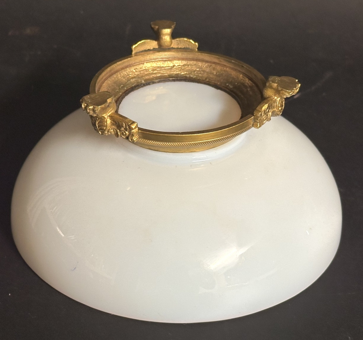 Coupe XIXe en opaline et bronze Charles X cristal d’opale 17,8cm-photo-3