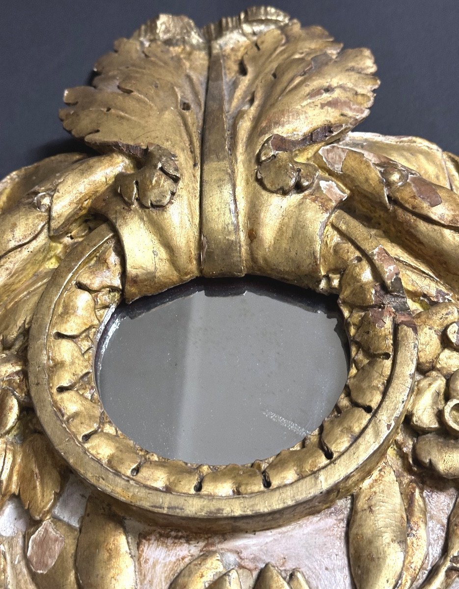 Grand miroir XVIIIe en bois doré 55cm-photo-2
