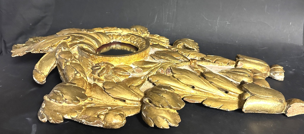 Grand miroir XVIIIe en bois doré 55cm-photo-1