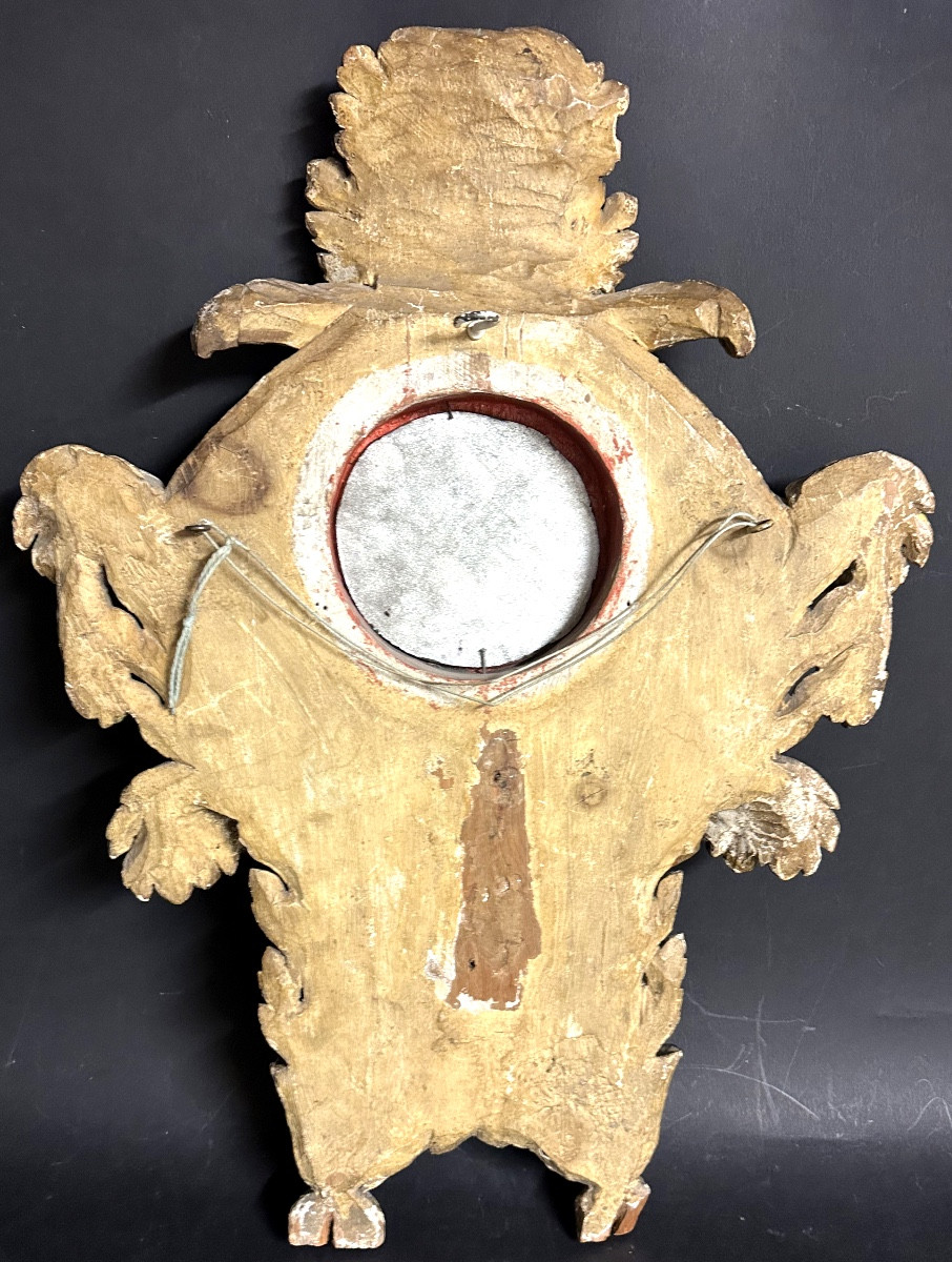 Grand miroir XVIIIe en bois doré 55cm-photo-2