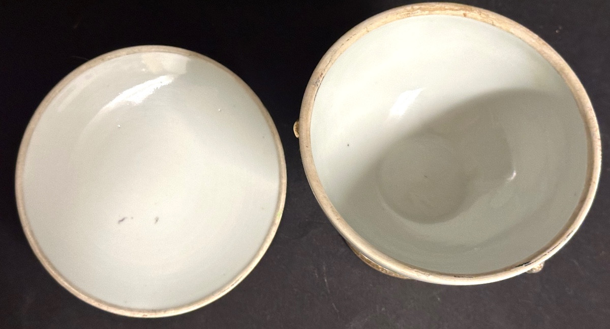 CHINE Ancien pot couvert en porcelaine Calligraphié Réchaud à talon haut fleur En très bon état-photo-2