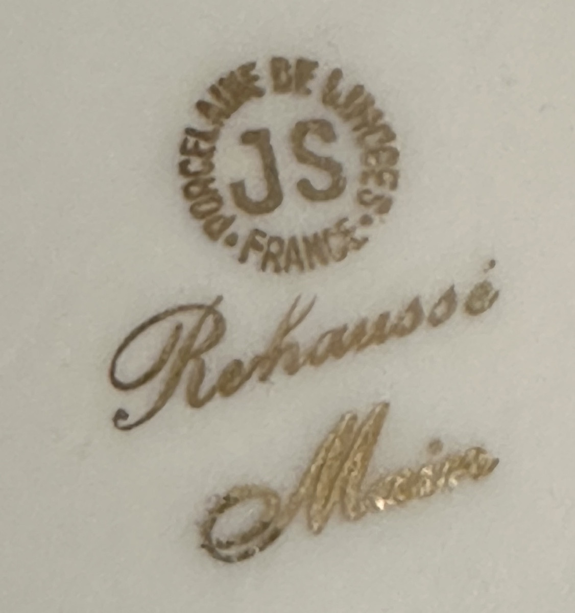 Paire d’assiettes porcelaine fine Décor floral signé Limoges vers 1950-photo-4