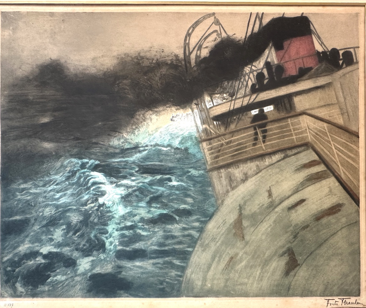 Frits Thaulow 1847-1906 Le Transatlantique Large Aquatint With Highlights Signed Norway -photo-2