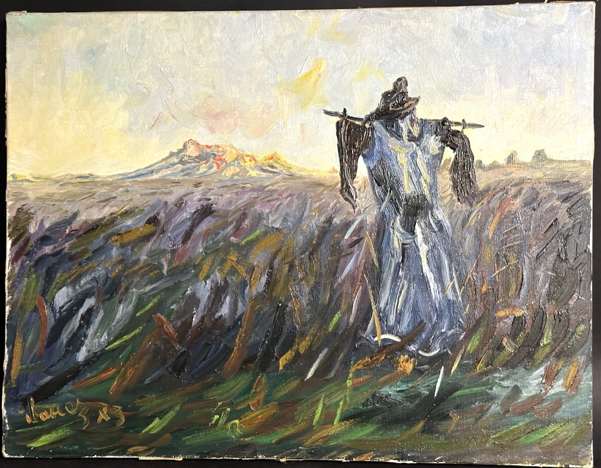 Robert Ibanez 1931-2021 Art Brut Oil Scarecrow La Mûre Museum Isère 38 /1