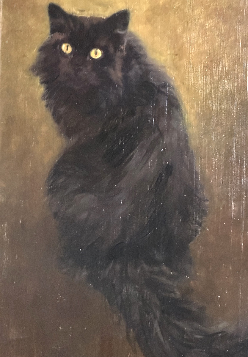 Fernand CLAUSSE 1899-1967 Huile chat noir signé /5  -photo-4