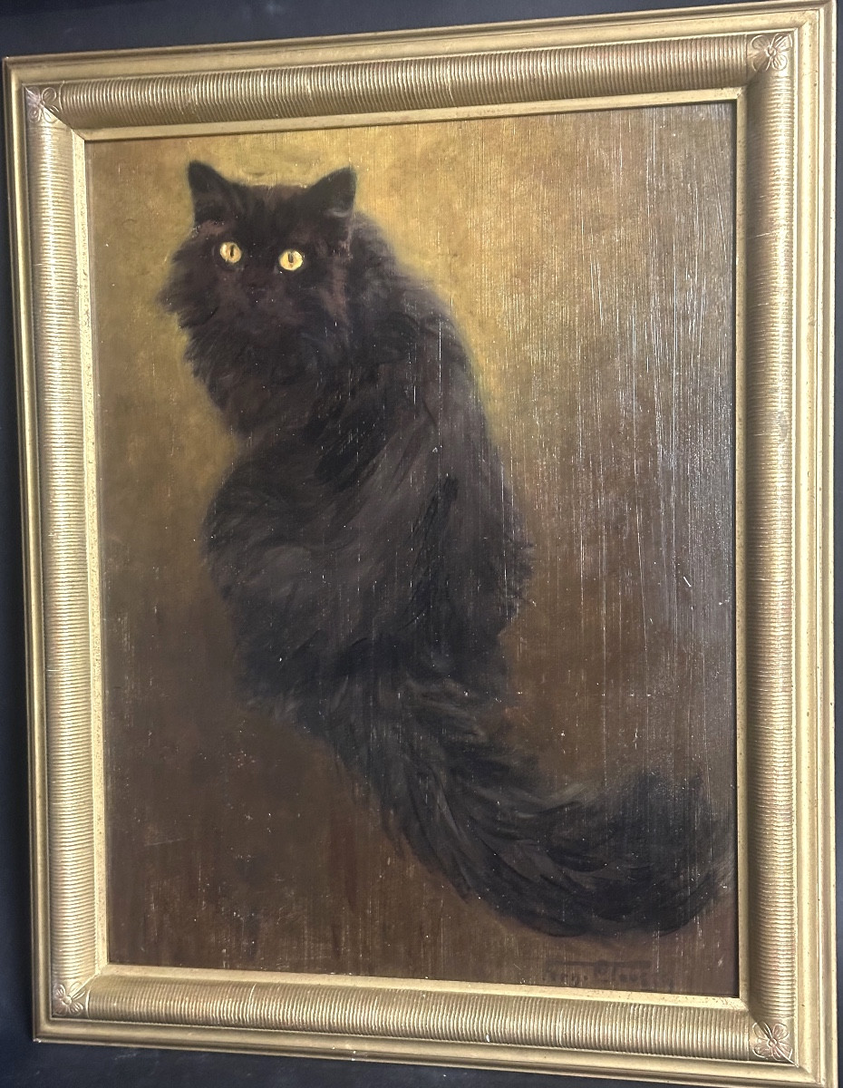Fernand CLAUSSE 1899-1967 Huile chat noir signé /5  