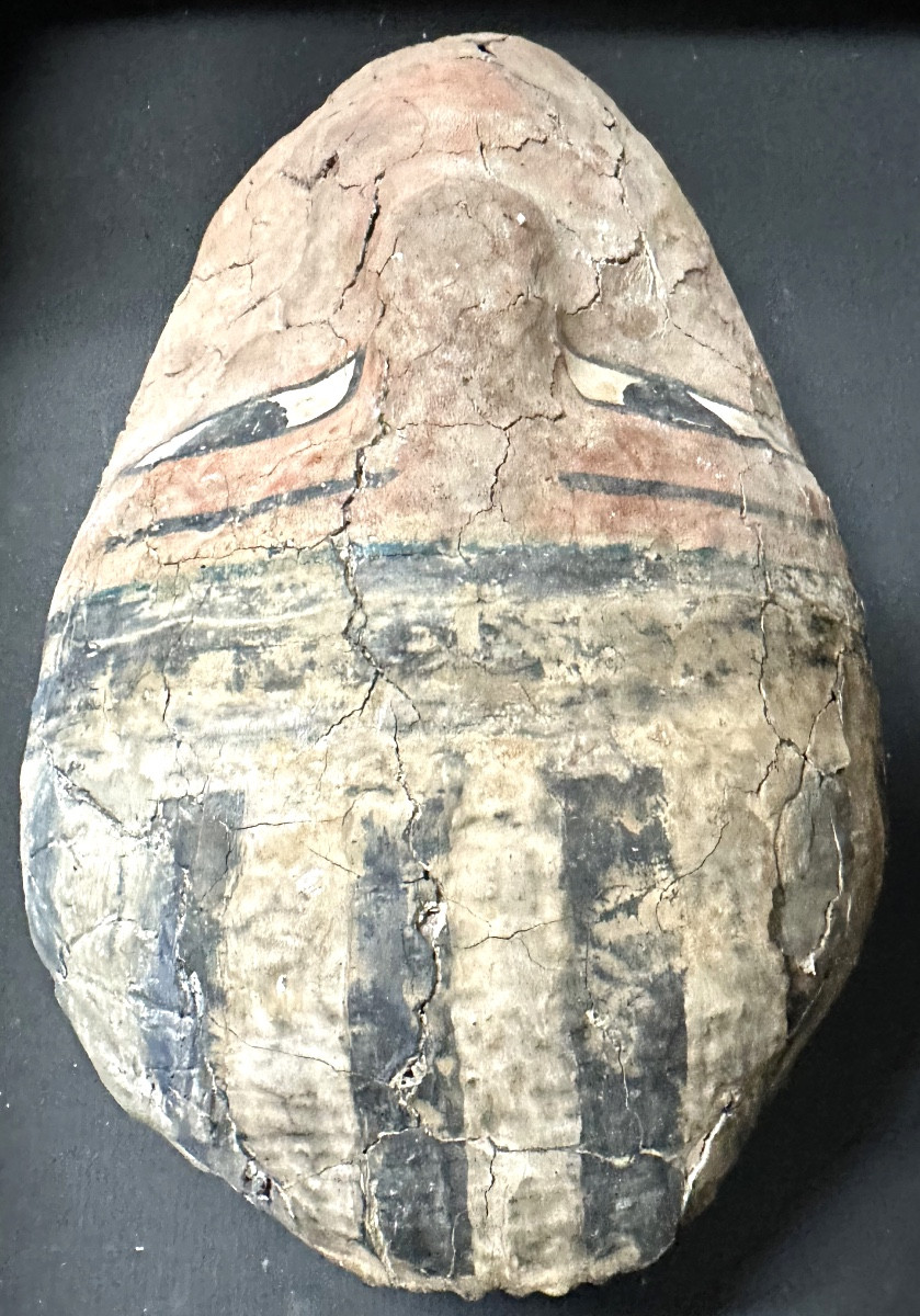 Ancient Egyptian Sarcophagus Mask In Stuccoed Wood And Canvas Ptolemaic Period Archaeology-photo-1