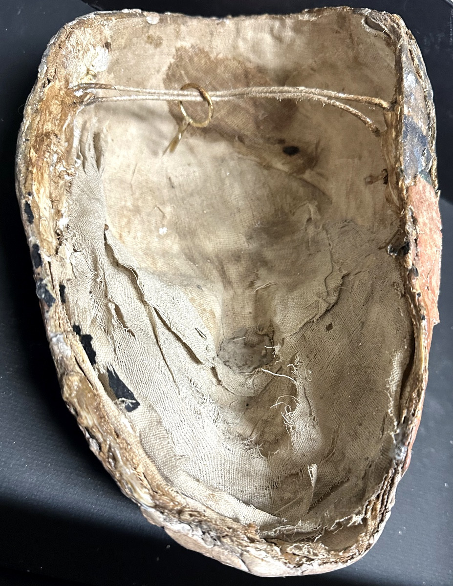 Ancient Egyptian Sarcophagus Mask In Stuccoed Wood And Canvas Ptolemaic Period Archaeology-photo-3
