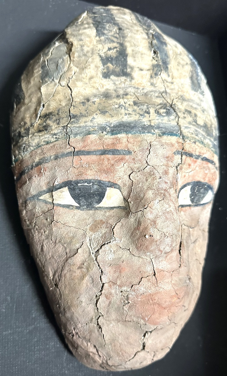 Ancient Egyptian Sarcophagus Mask In Stuccoed Wood And Canvas Ptolemaic Period Archaeology-photo-7