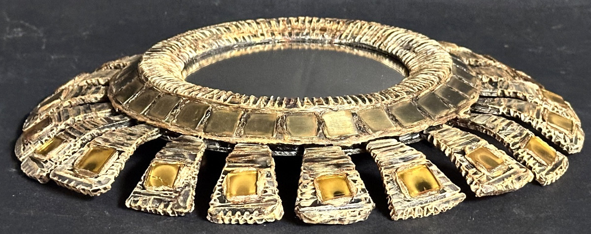Line VAUTRIN attribué miroir sorcière en talosel 27,2cm en très bon état non signé -photo-2