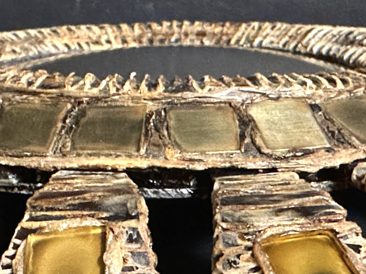 Line VAUTRIN attribué miroir sorcière en talosel 27,2cm en très bon état non signé -photo-3