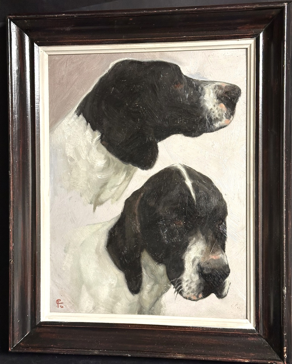 Fernand CLAUSSE 1899-1967 Huile elegant Chien Pointer Anglais /6-photo-2