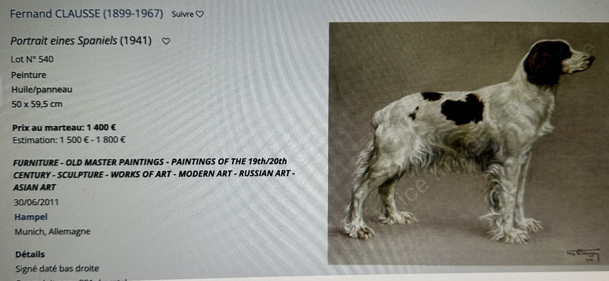 Fernand CLAUSSE 1899-1967 Huile elegant Chien Pointer Anglais /6-photo-5