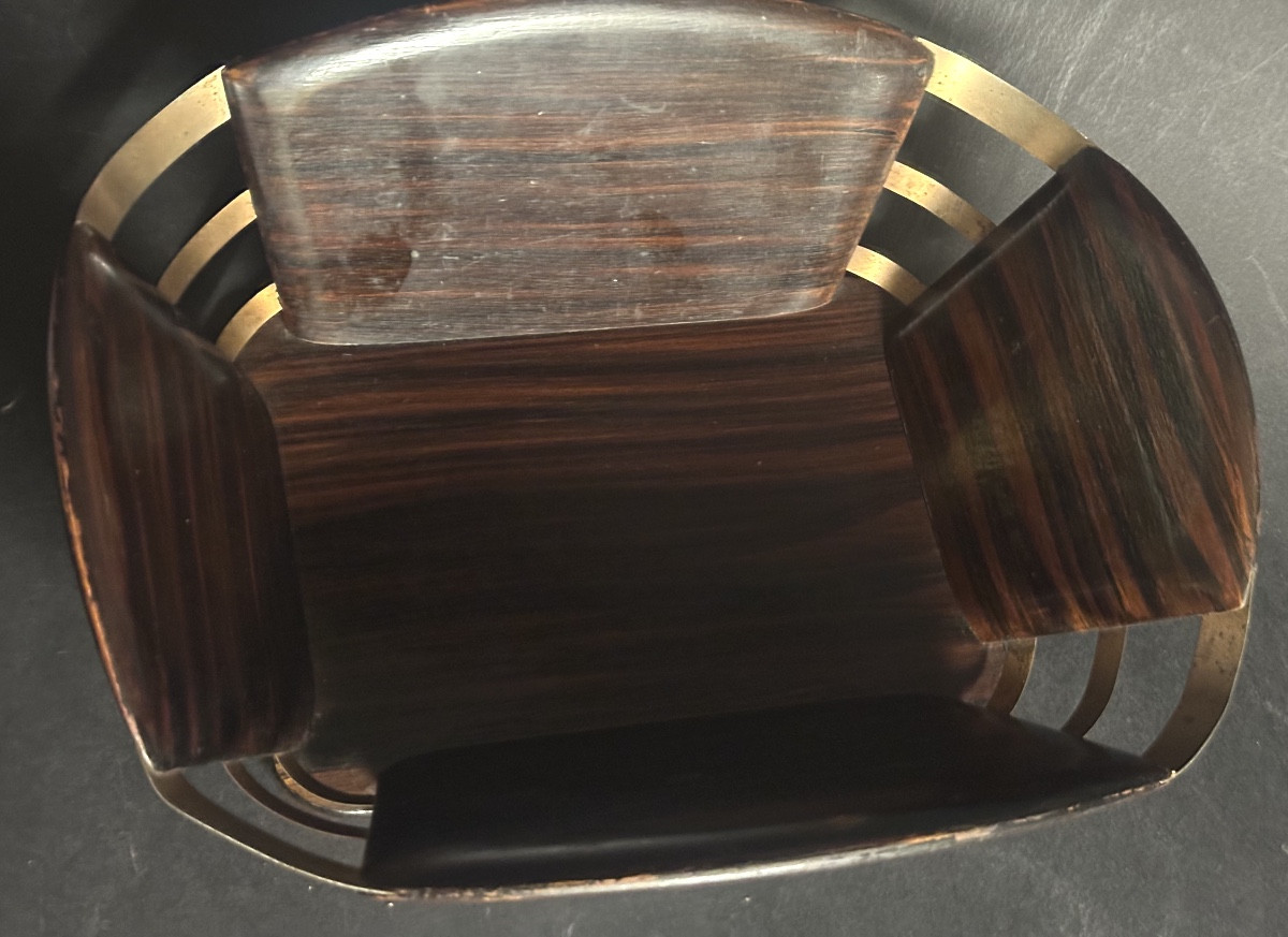 Jacques Emile RUHLMANN Rare Corbeille Range-courrier palissandre Compagnie des Arts Français-photo-3
