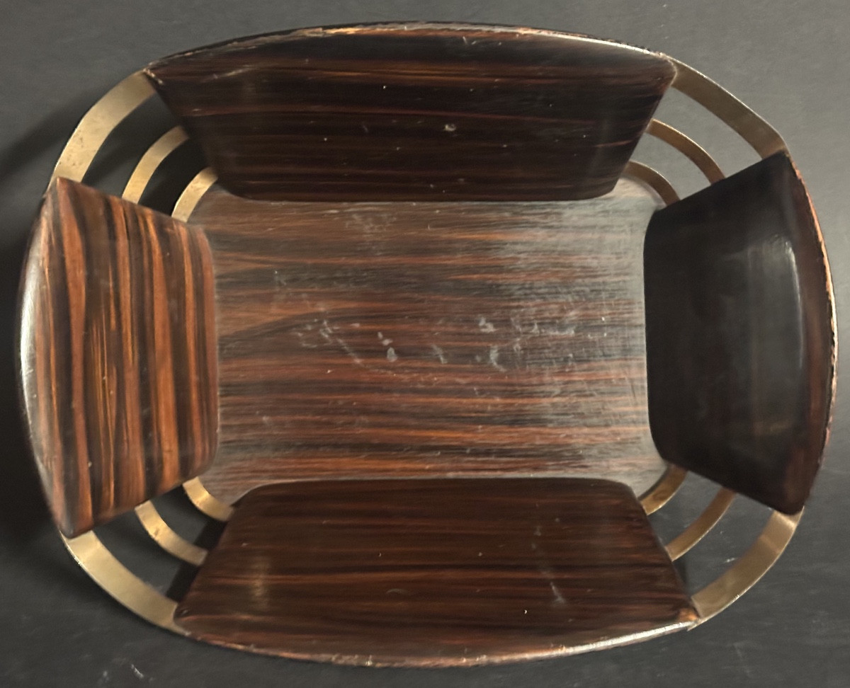 Jacques Emile RUHLMANN Rare Corbeille Range-courrier palissandre Compagnie des Arts Français-photo-4