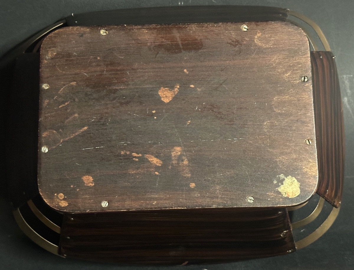 Jacques Emile RUHLMANN Rare Corbeille Range-courrier palissandre Compagnie des Arts Français-photo-1