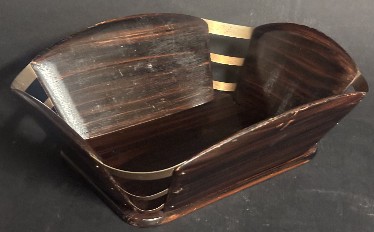 Jacques Emile RUHLMANN Rare Corbeille Range-courrier palissandre Compagnie des Arts Français-photo-2