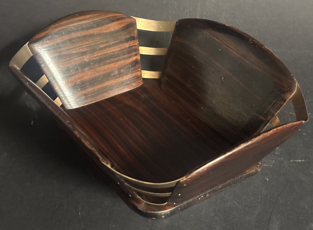 Jacques Emile RUHLMANN Rare Corbeille Range-courrier palissandre Compagnie des Arts Français-photo-3
