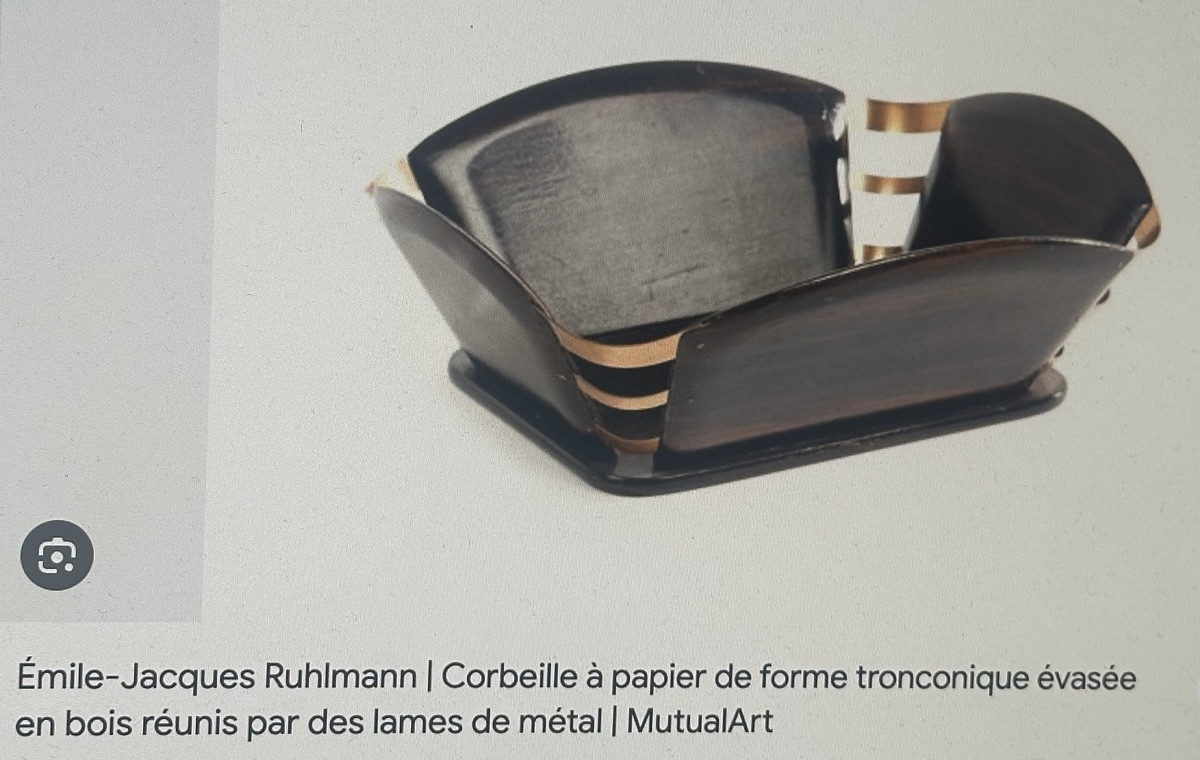 Jacques Emile RUHLMANN Rare Corbeille Range-courrier palissandre Compagnie des Arts Français-photo-4