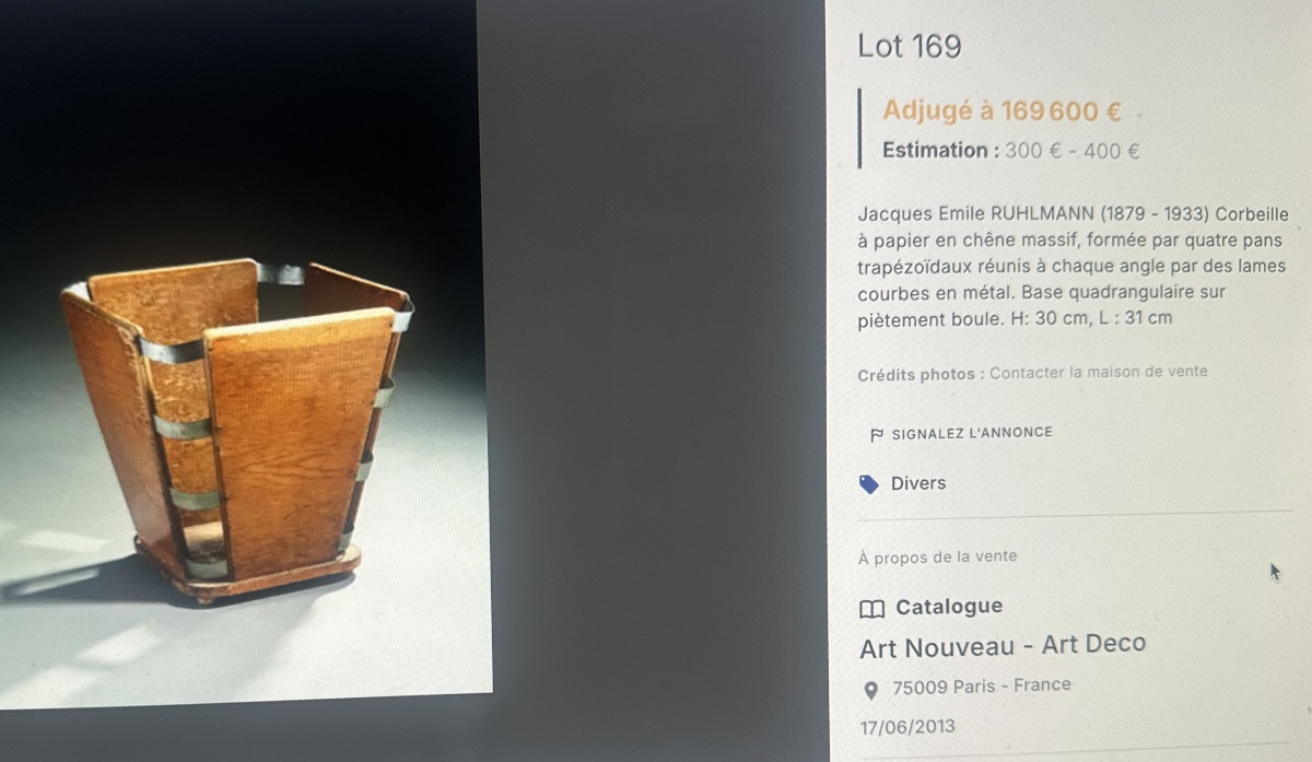 Jacques Emile RUHLMANN Rare Corbeille Range-courrier palissandre Compagnie des Arts Français-photo-7