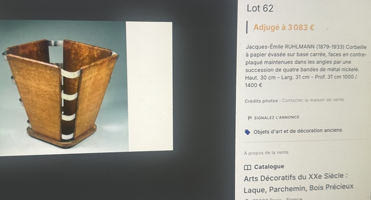 Jacques Emile RUHLMANN Rare Corbeille Range-courrier palissandre Compagnie des Arts Français-photo-8