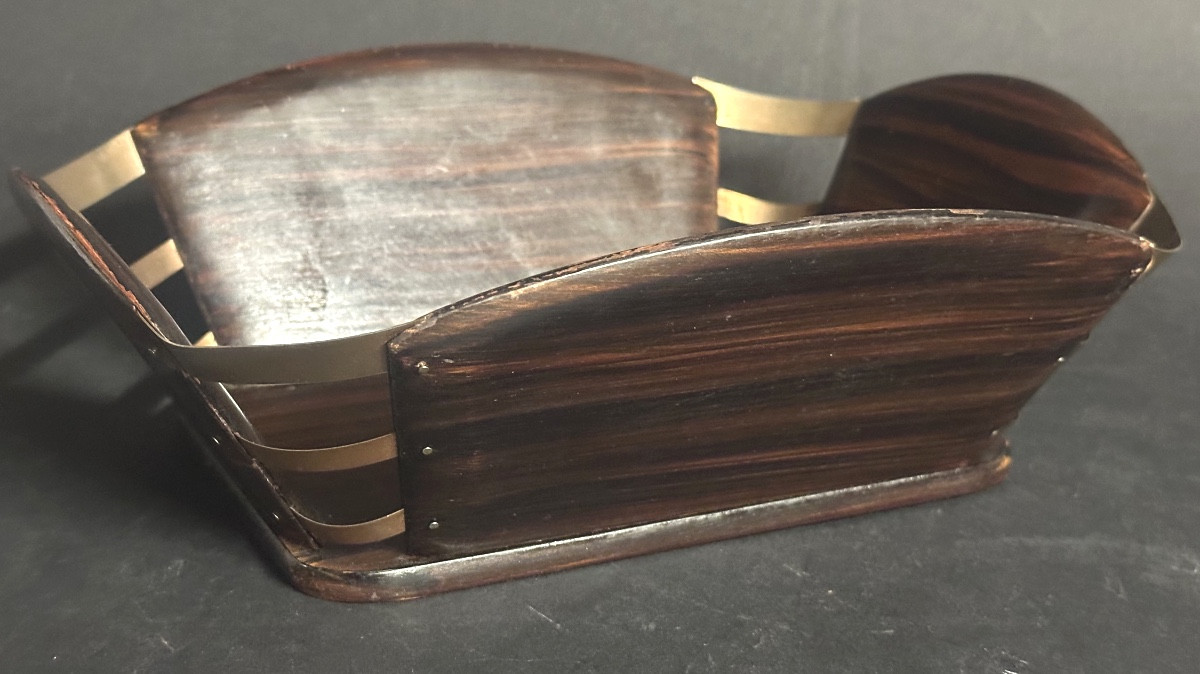 Jacques Emile RUHLMANN Rare Corbeille Range-courrier palissandre Compagnie des Arts Français