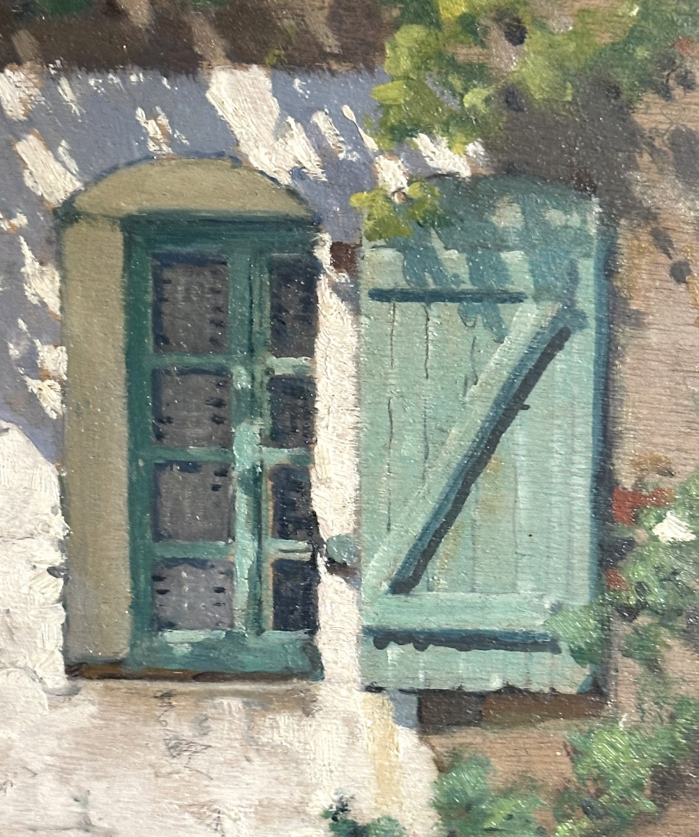 Charles PERRON 1893-1958 Nantes huile Jardin ensoleillé La Mauriniere Bretagne -photo-1