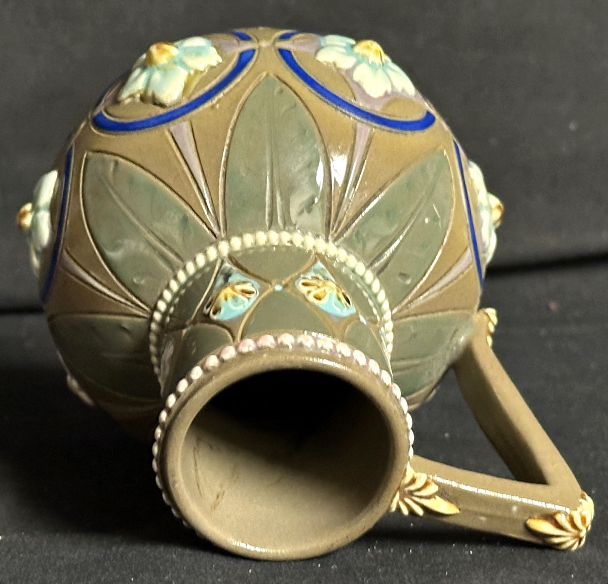 Sarreguemines Rare 19th Century Pitcher In Polychrome Enamelled Stoneware-photo-1