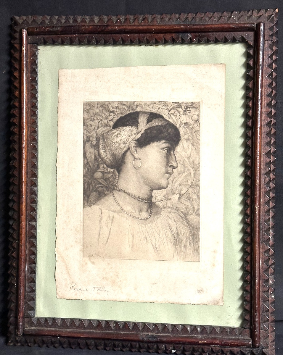 Thomas RILEY actif 1856-1882 ROXANA lithographie dans 1 cadre Forêt-Noire
