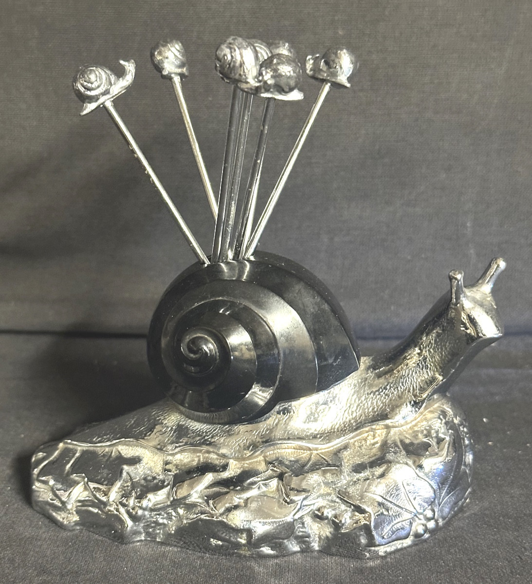Signed Art Deco Snail Set In Very Good Condition. Appetizer Picks. 