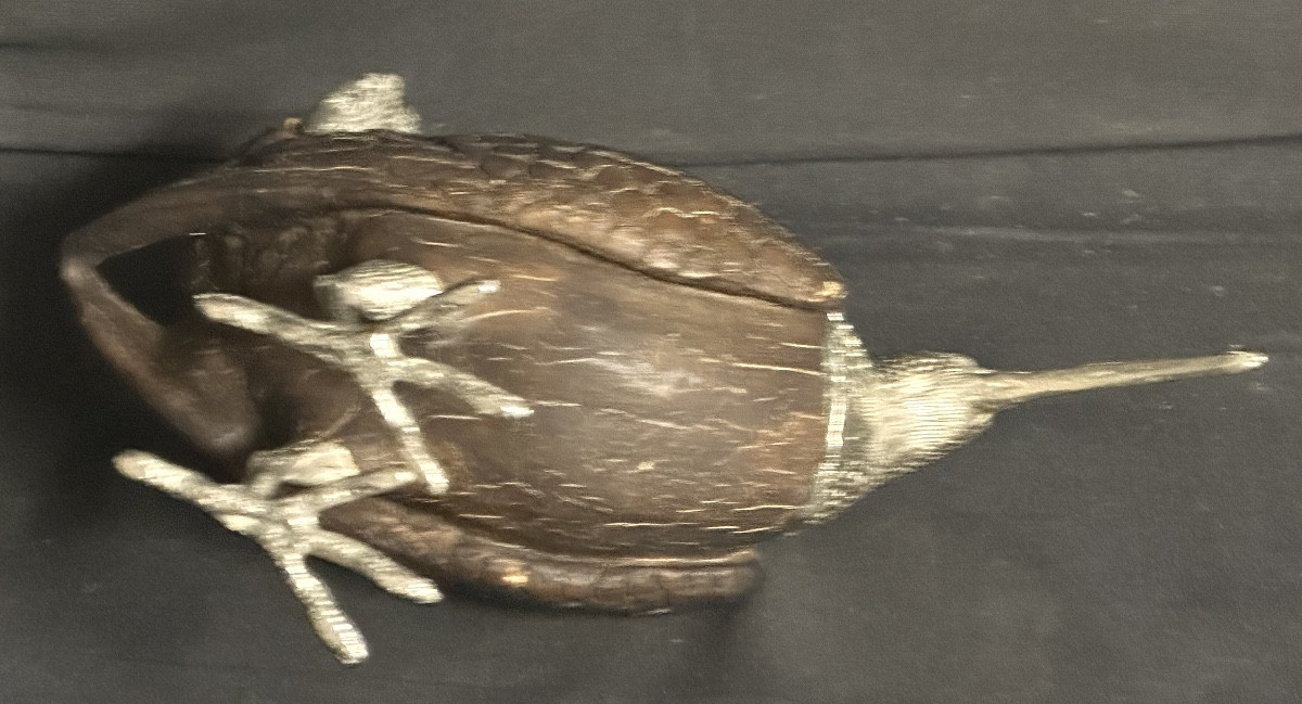 Elli MALEVOLTI XXe Bécasse en métal chromé, résine et verre Chasse-photo-3