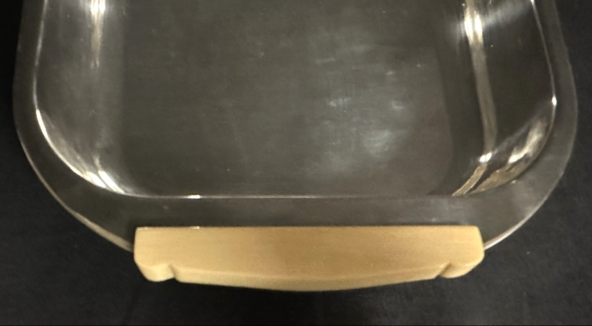 Christofle Rare Art Deco Silver-plated And Ivory Basket Tray From 1940 In Very Good Condition -photo-1