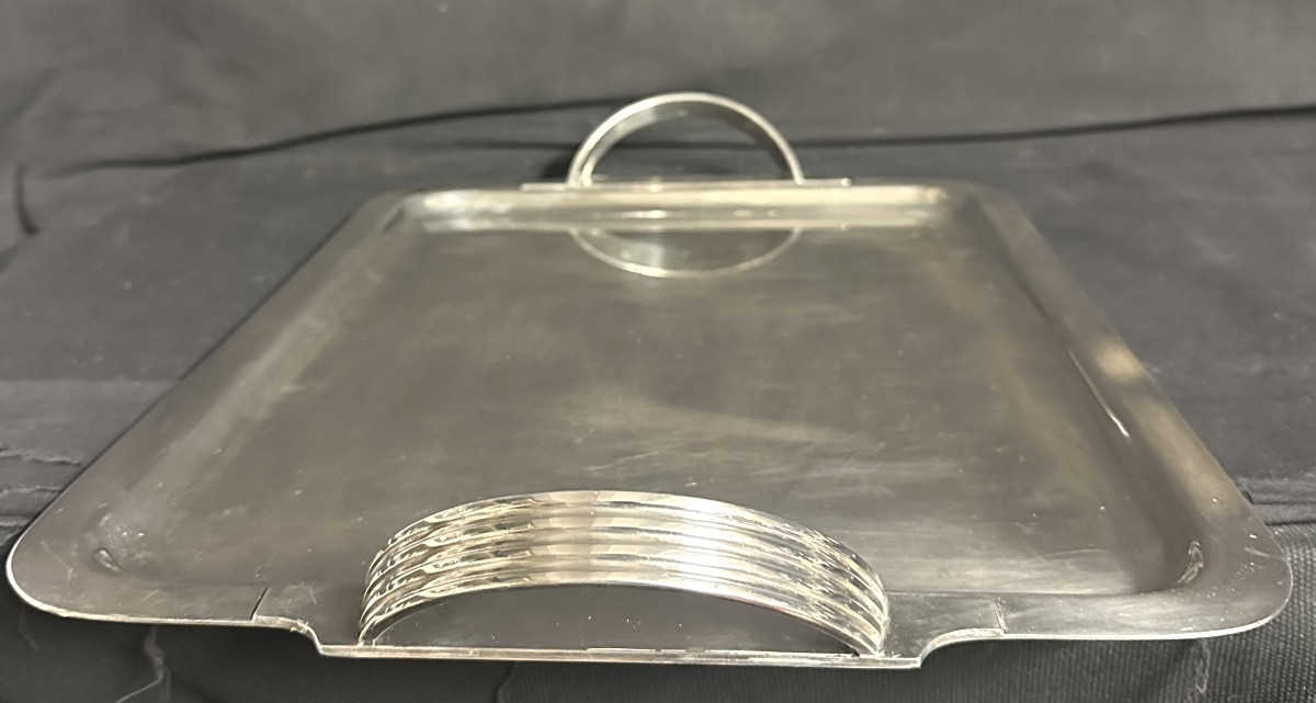 Christofle Art Deco Silver-plated Metal Serving Tray, Tableware.-photo-2