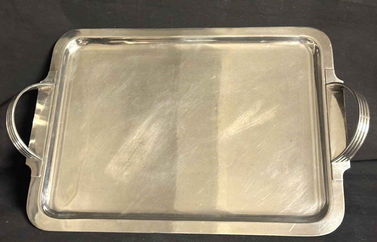 Christofle Art Deco Silver-plated Metal Serving Tray, Tableware.-photo-2